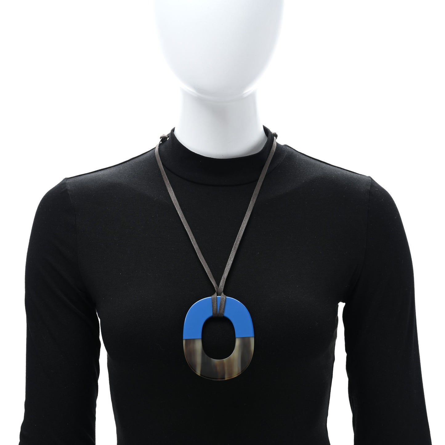 Buffalo Horn Lacquered Isthme Pendant Necklace Bleu