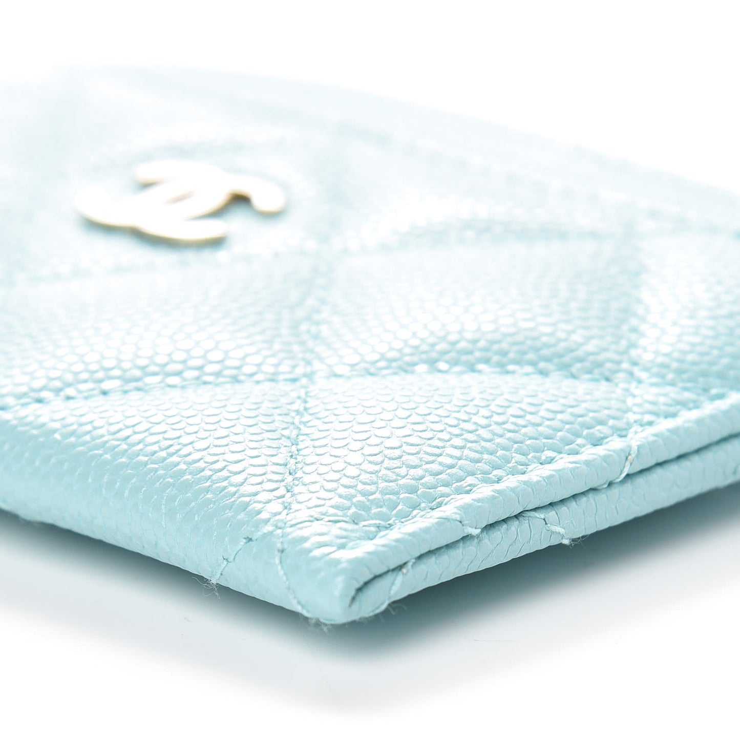 Caviar Quilted Card Holder Light Blue