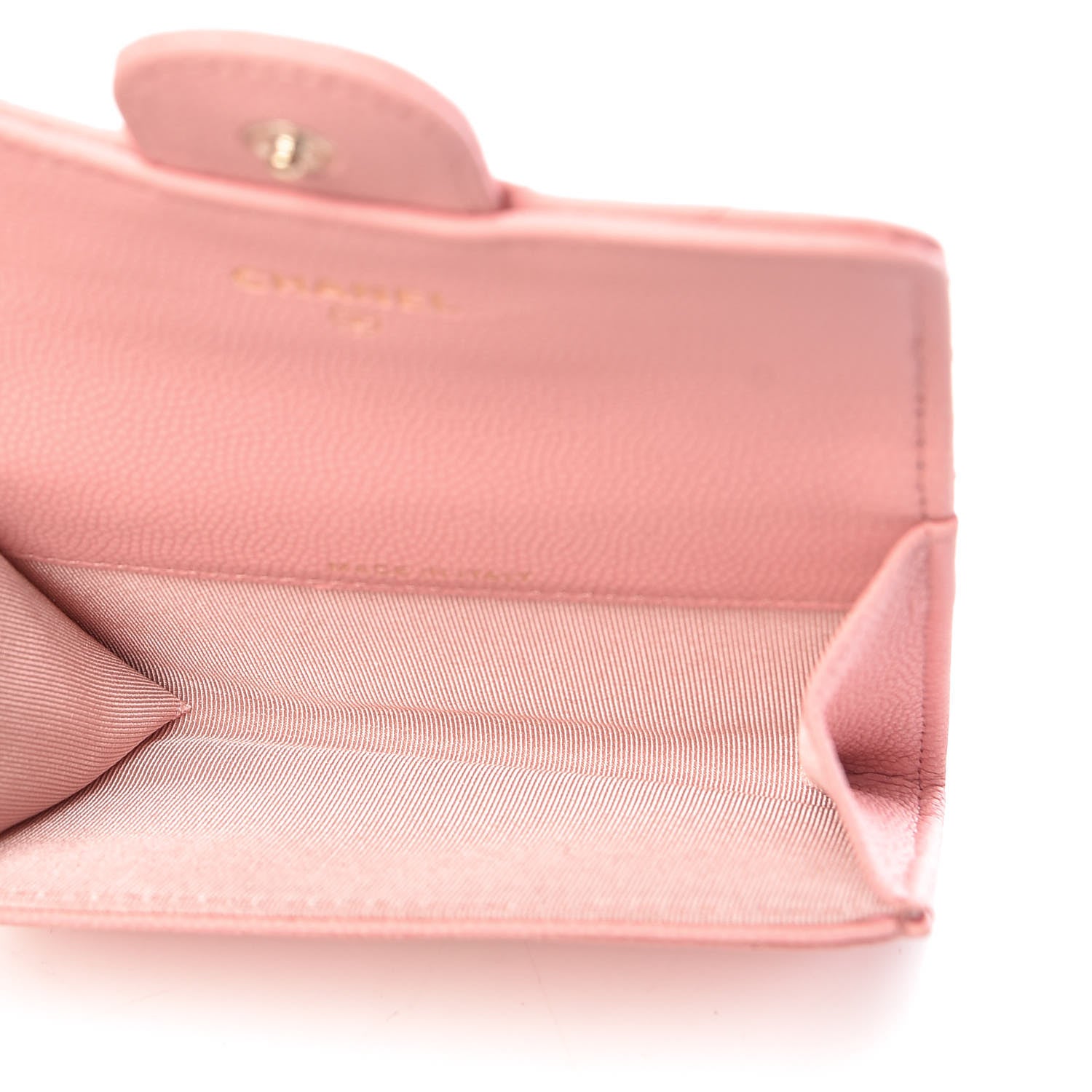 Chanel Caviar Chevron Quilted Card Holder Wallet Pink 5 of 11