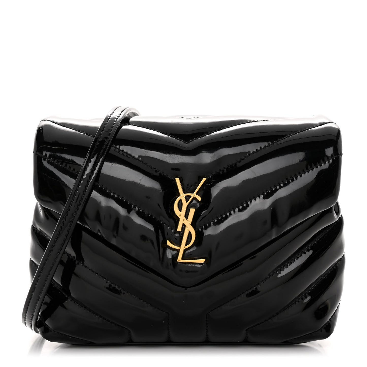 Patent Y Quilted Monogram Toy Loulou Crossbody Bag Black