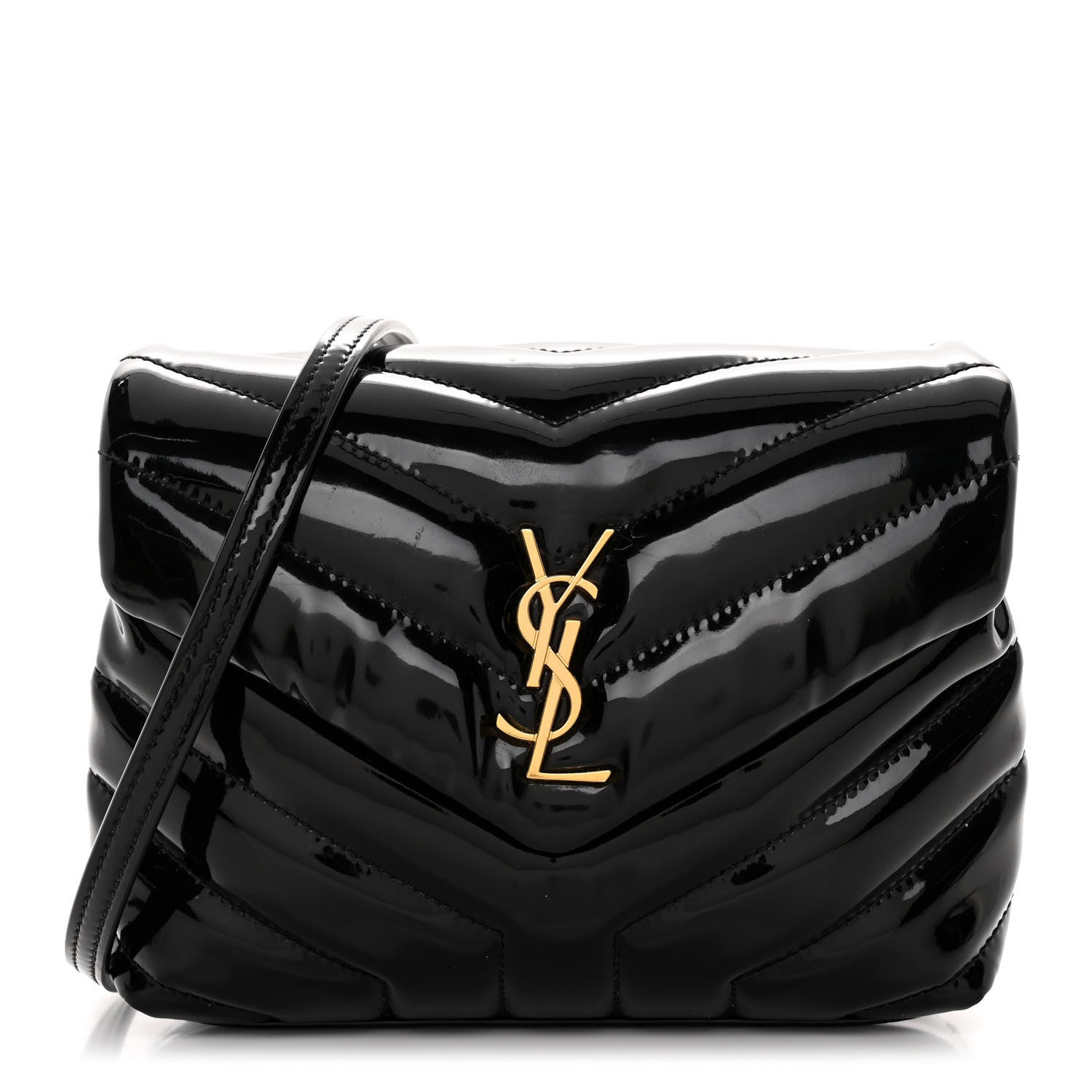 Saint Laurent Patent Y Quilted Monogram Toy Loulou Crossbody Bag Black 1 of 10