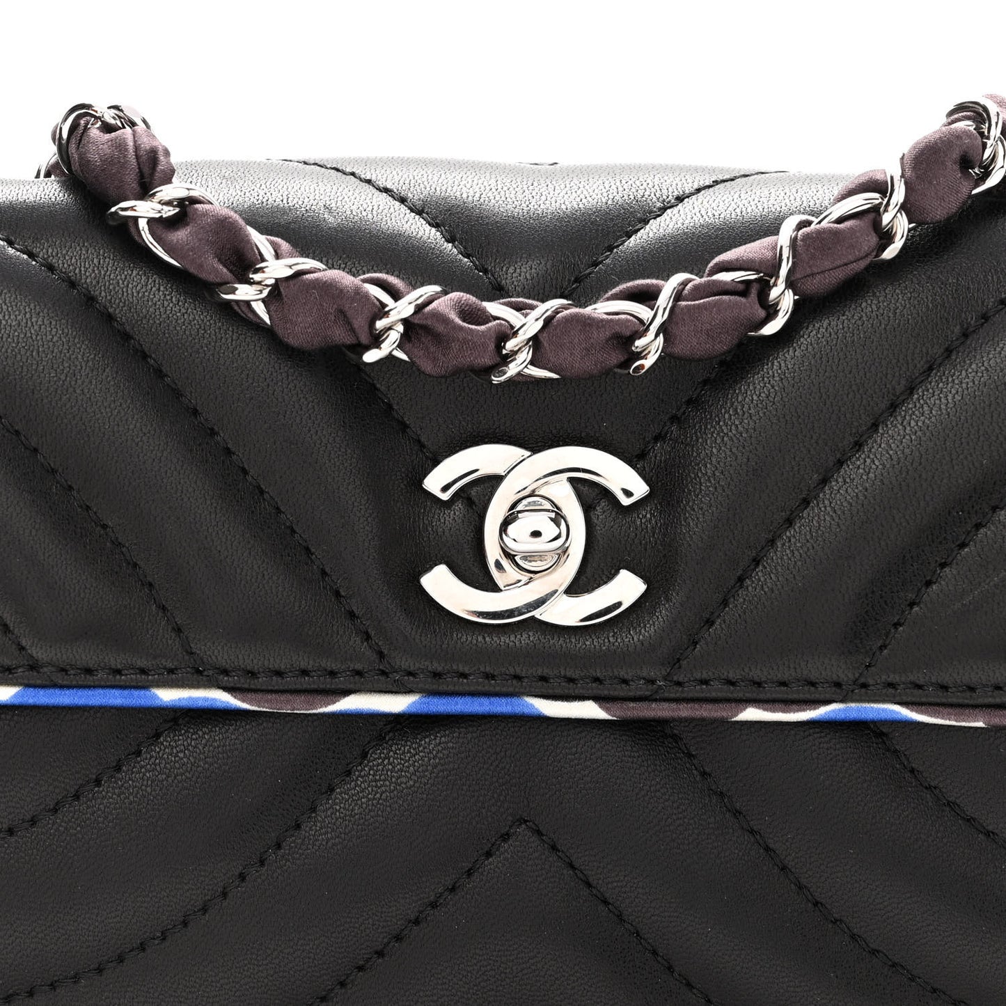Lambskin Quilted Single Flap Black Multicolor