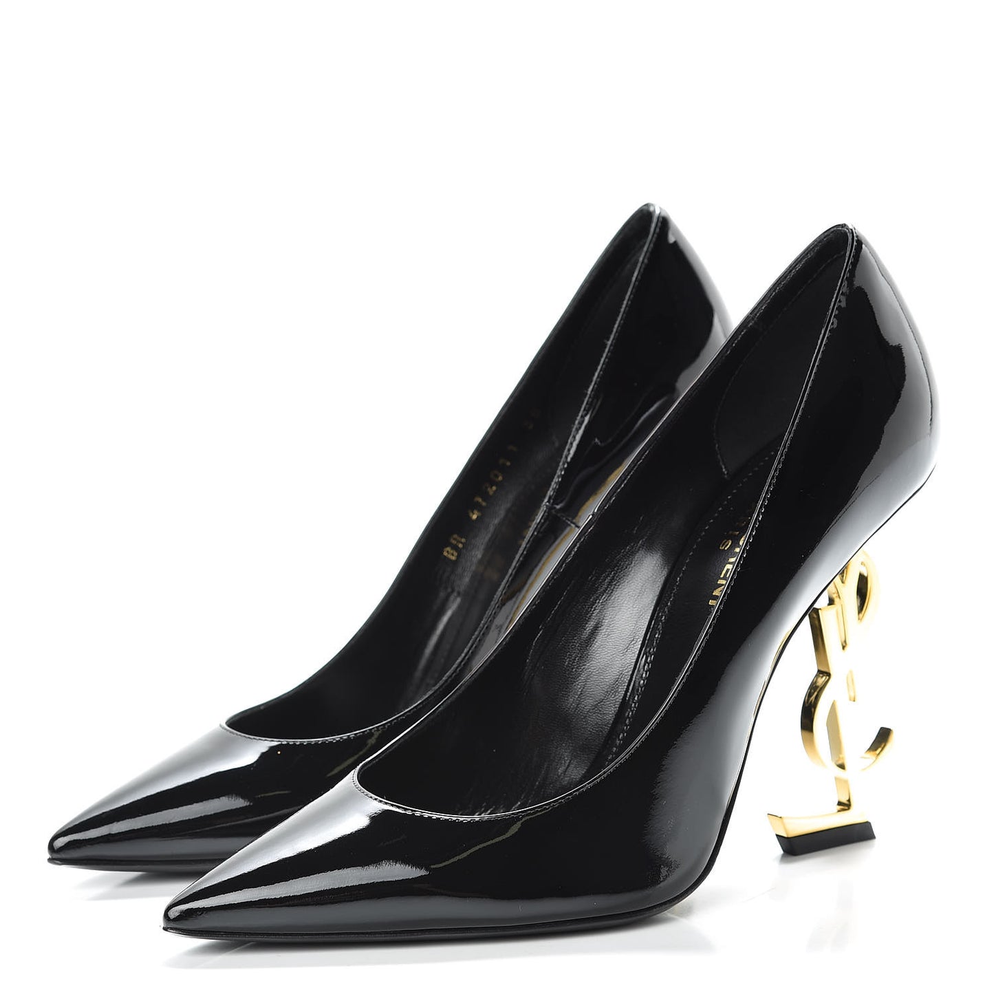 Patent Calfskin Opyum 110 Pumps 38 Black Gold