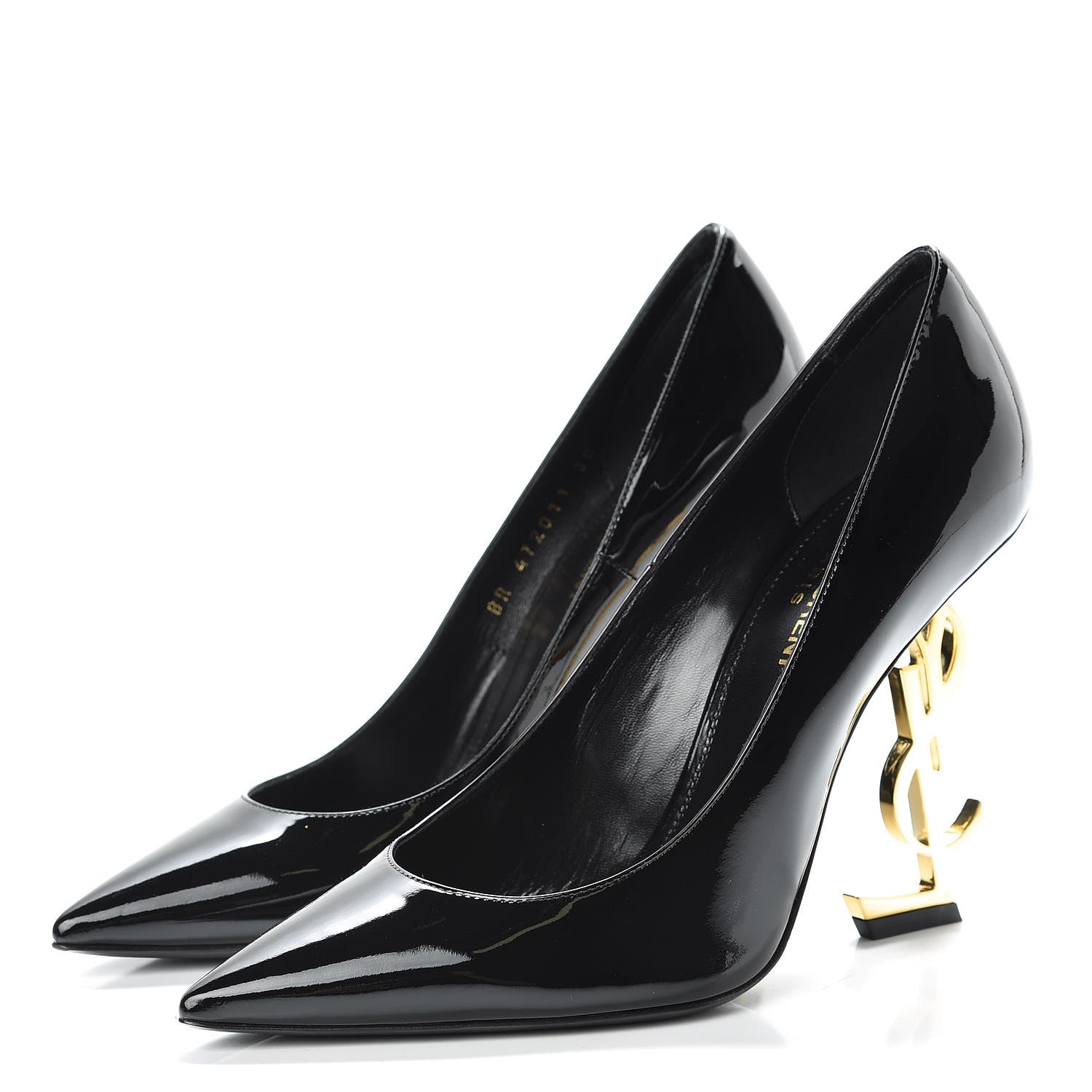 Saint Laurent Patent Calfskin Opyum 110 Pumps 38 Black Gold 3 of 8