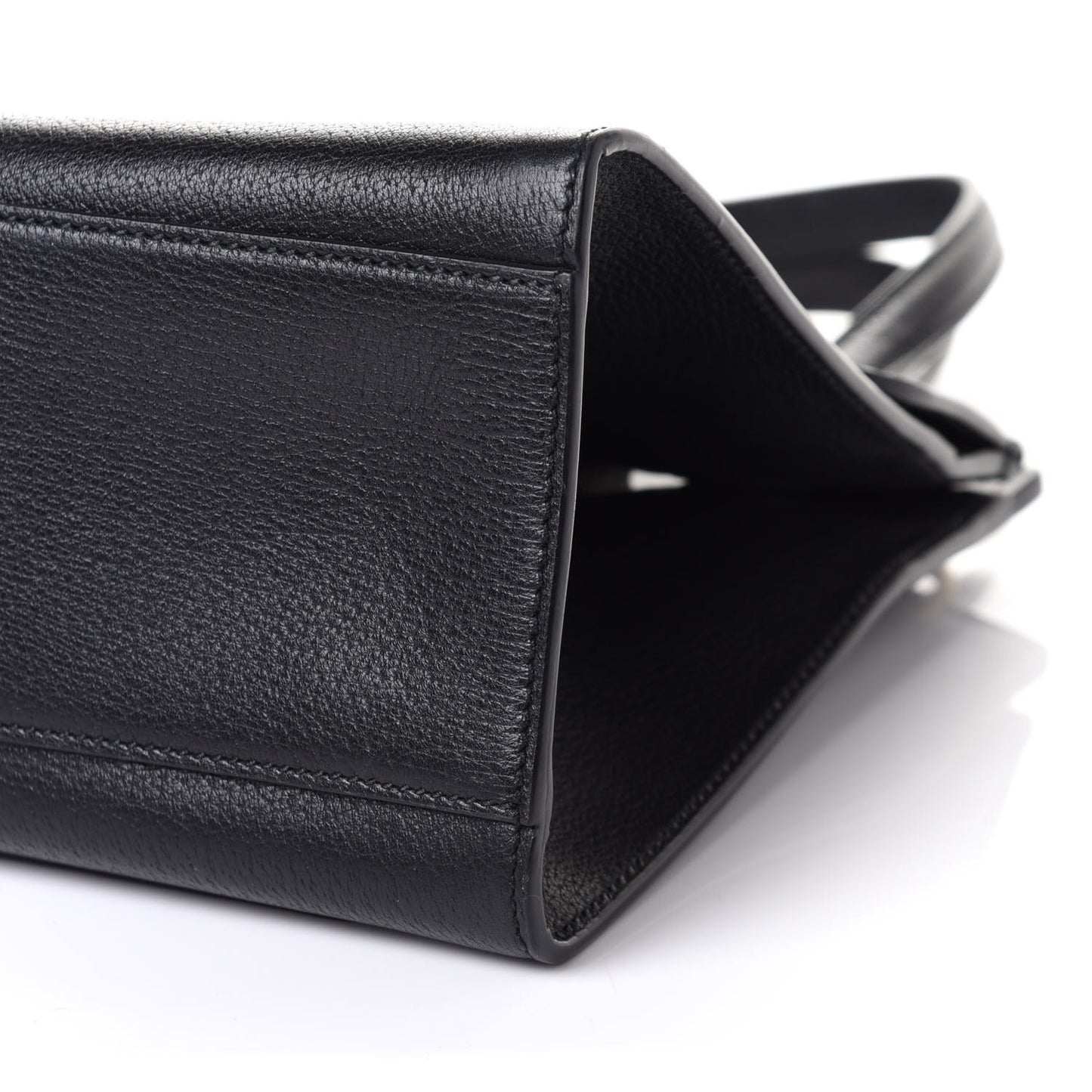 Grained Calfskin Web Crystal Butterfly Stripe Medium Totem Top Handle Bag Black