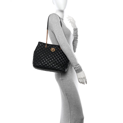 Versace Nappa Quilted Medusa Chain Shoulder Bag Black 2 of 9