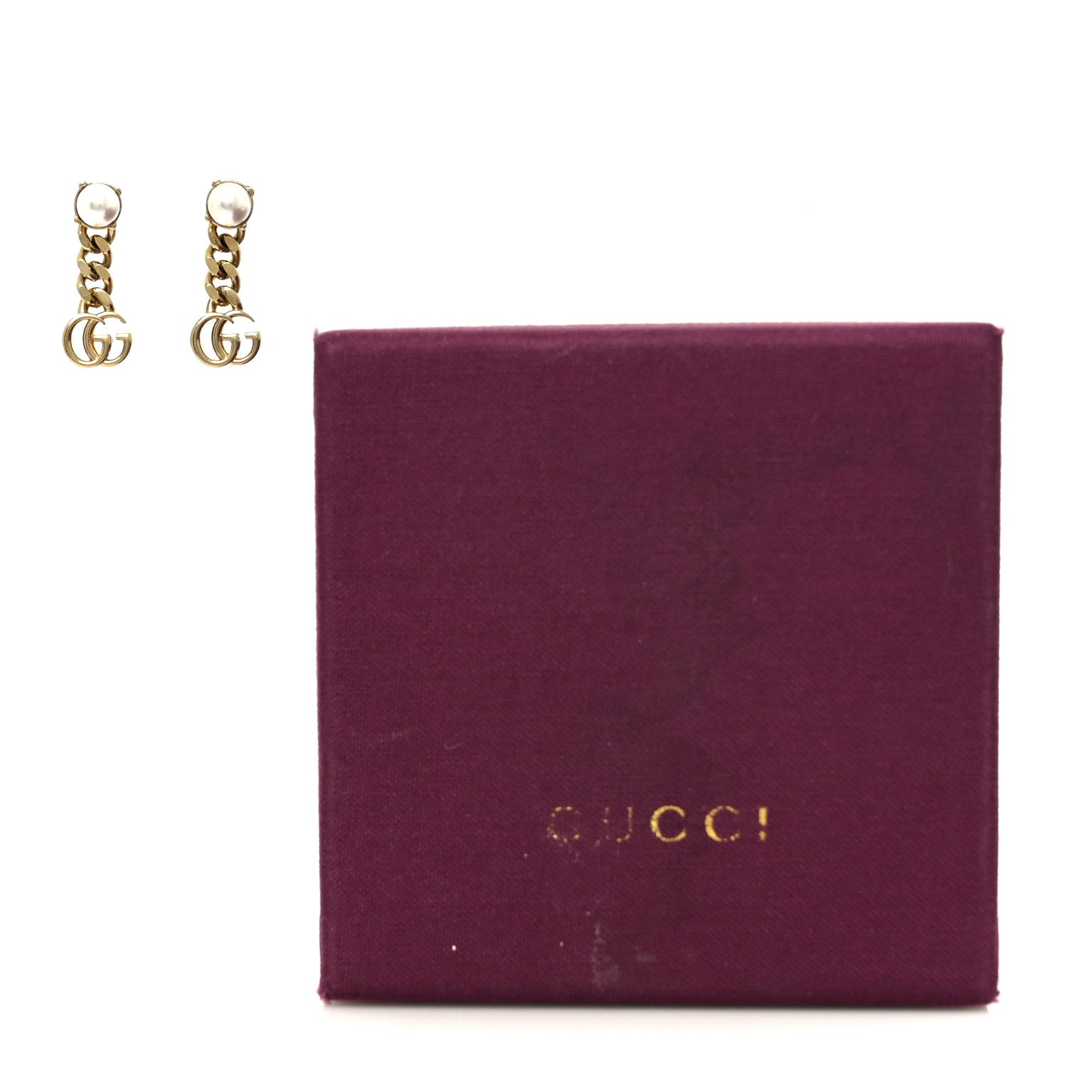 Gucci Metal Pearl Double G Chain Drop Earrings Gold 5 of 5