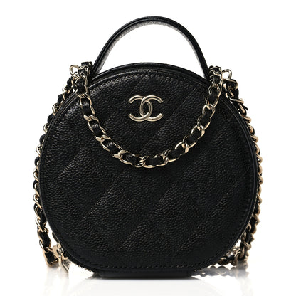Chanel Caviar Quilted Round Handle With Care Vanity With Chain Black 1 of 11