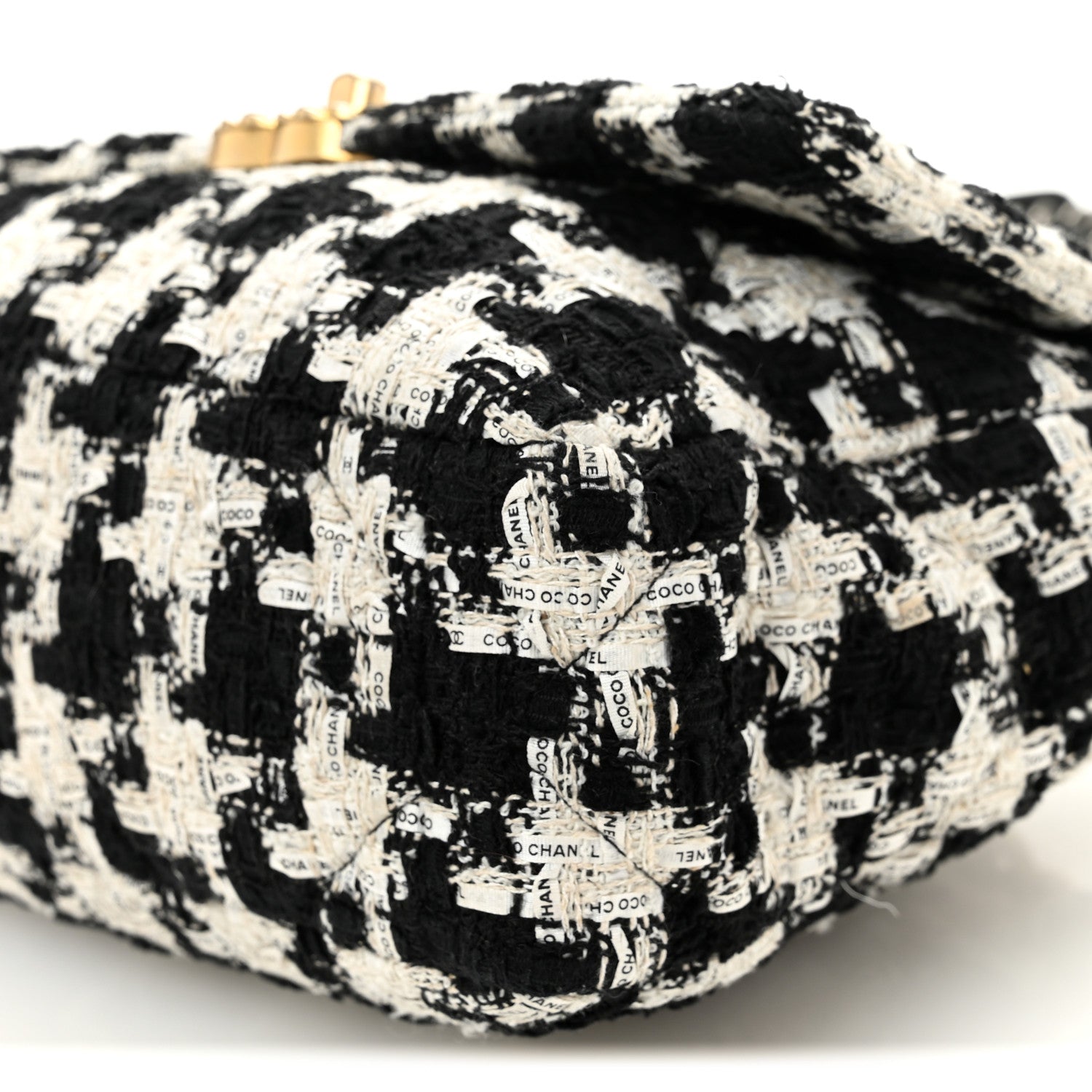 Chanel Tweed Quilted Medium Chanel 19 Flap Black Ecru White 10 of 10