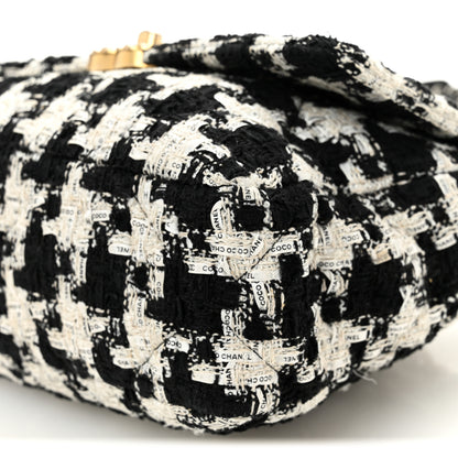 Chanel Tweed Quilted Medium Chanel 19 Flap Black Ecru White 10 of 10
