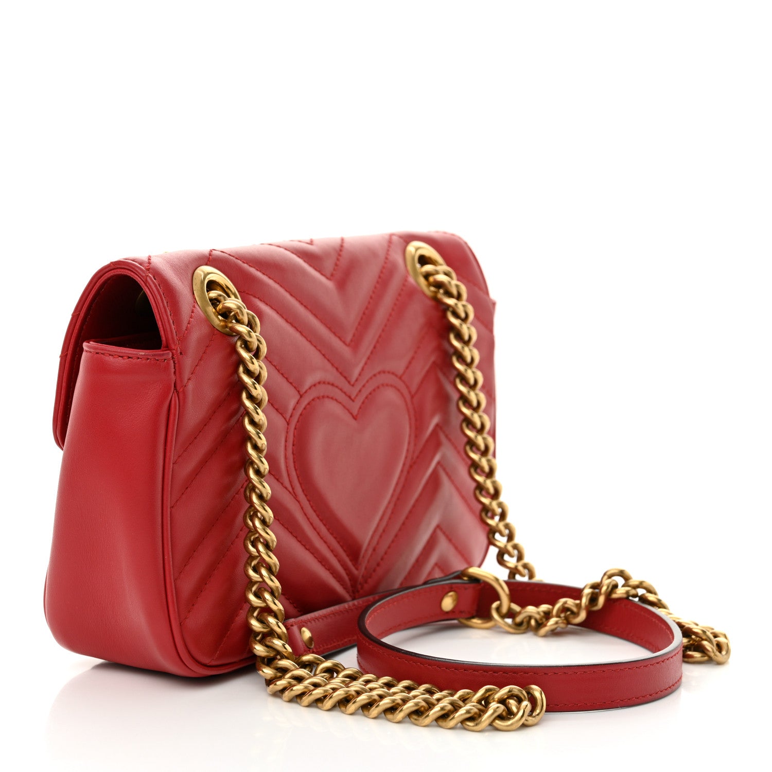 Gucci Calfskin Matelasse Mini GG Marmont Shoulder Bag Hibiscus Red 3 of 12