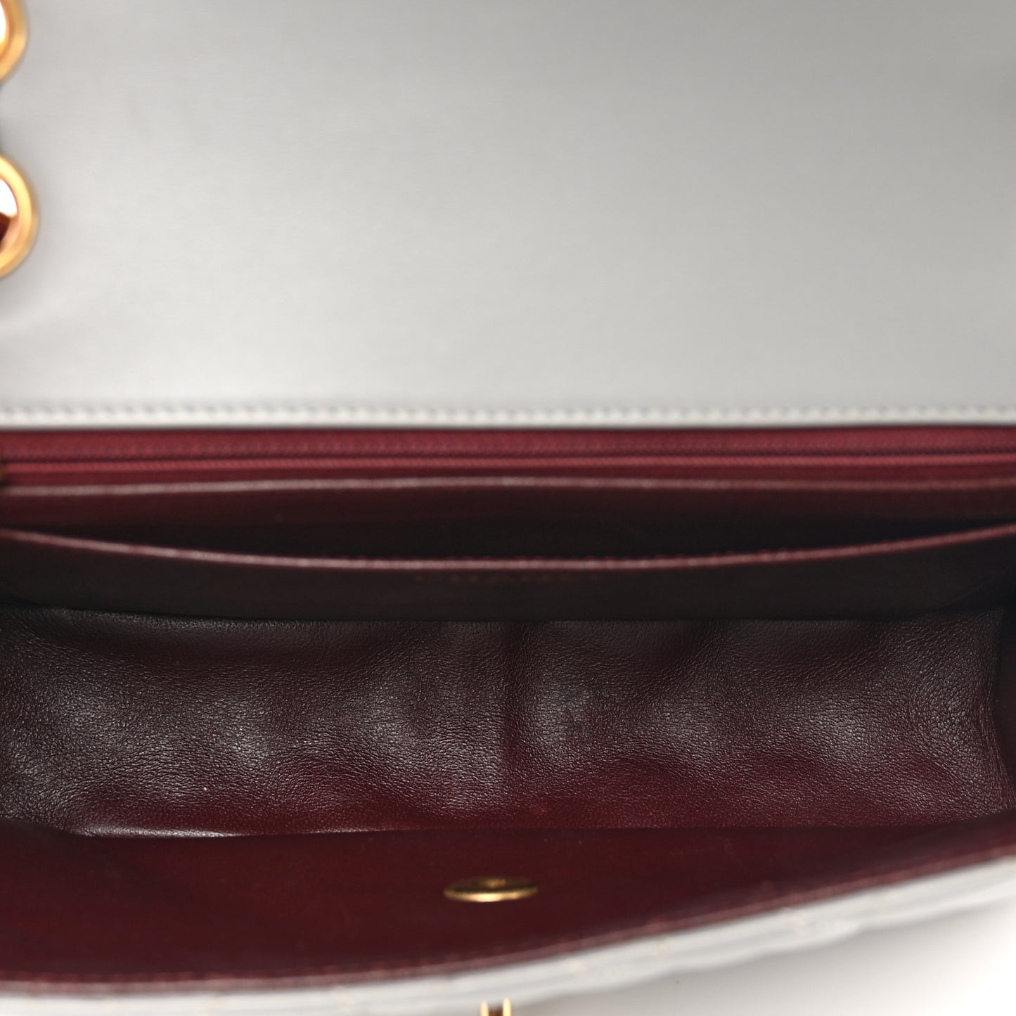Lambskin Quilted Medium Two Tone Day Flap Grey Burgundy Grey Burgundy