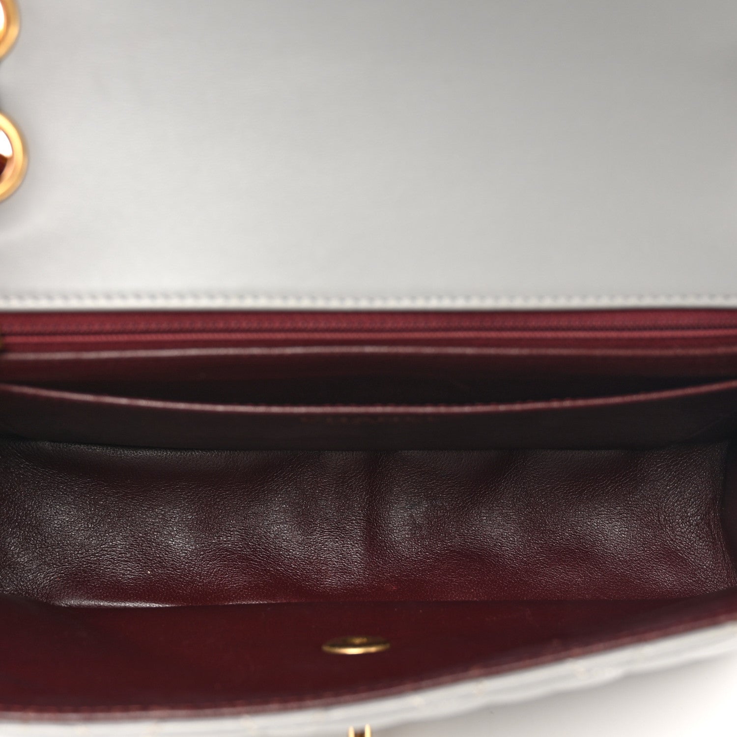 Chanel Lambskin Quilted Medium Two Tone Day Flap Grey Burgundy Grey Burgundy 6 of 11