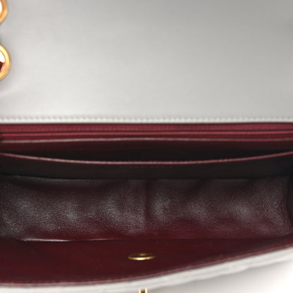 Chanel Lambskin Quilted Medium Two Tone Day Flap Grey Burgundy Grey Burgundy 6 of 11