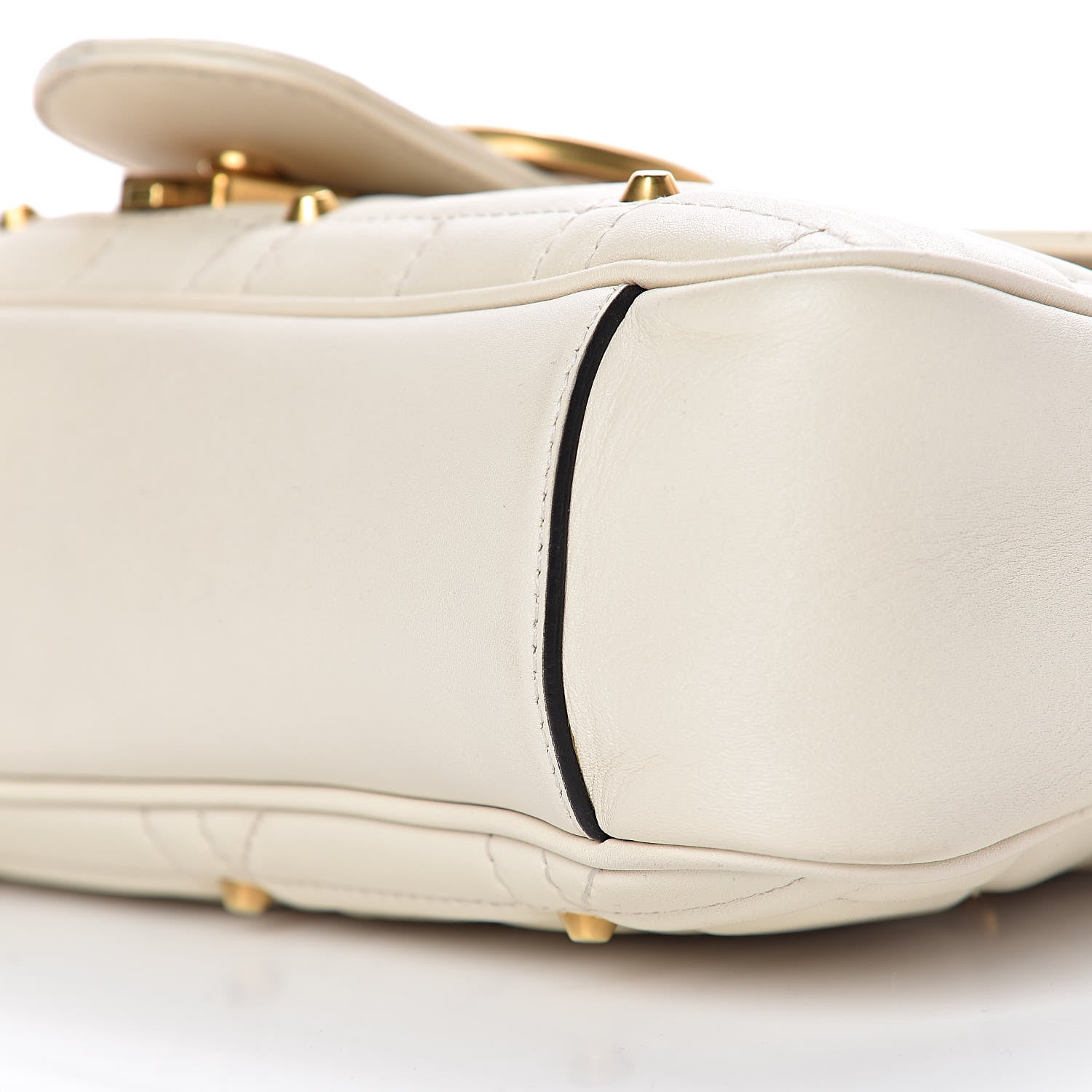 Gucci Calfskin Matelasse Studded Medium GG Marmont Shoulder Bag White 12 of 12