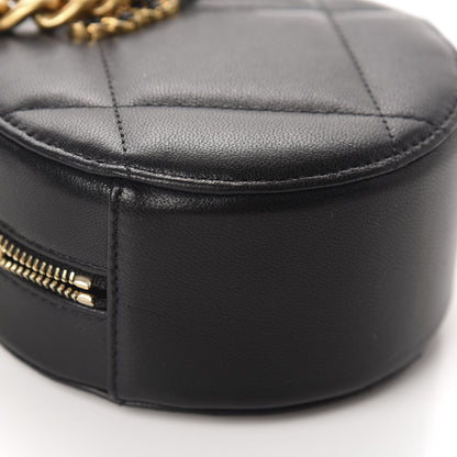 Chanel Shiny Goatskin Quilted 19 Round Clutch With Chain Black 6 of 11