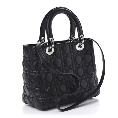 Christian Dior Lambskin Cannage Medium Lady Dior Black 3 of 10
