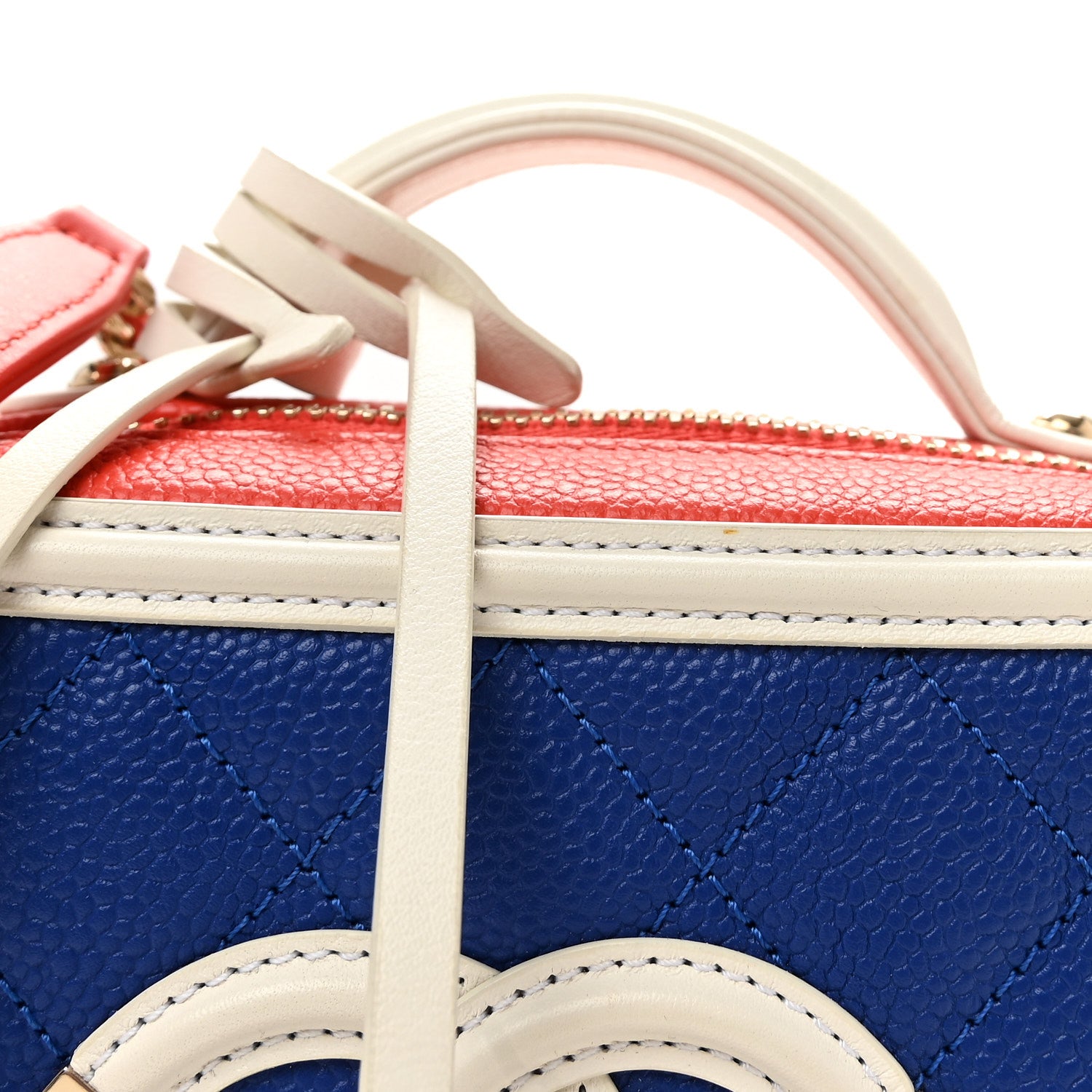 Chanel Caviar Quilted Small CC Filigree Vanity Case Blue White Red 8 of 10