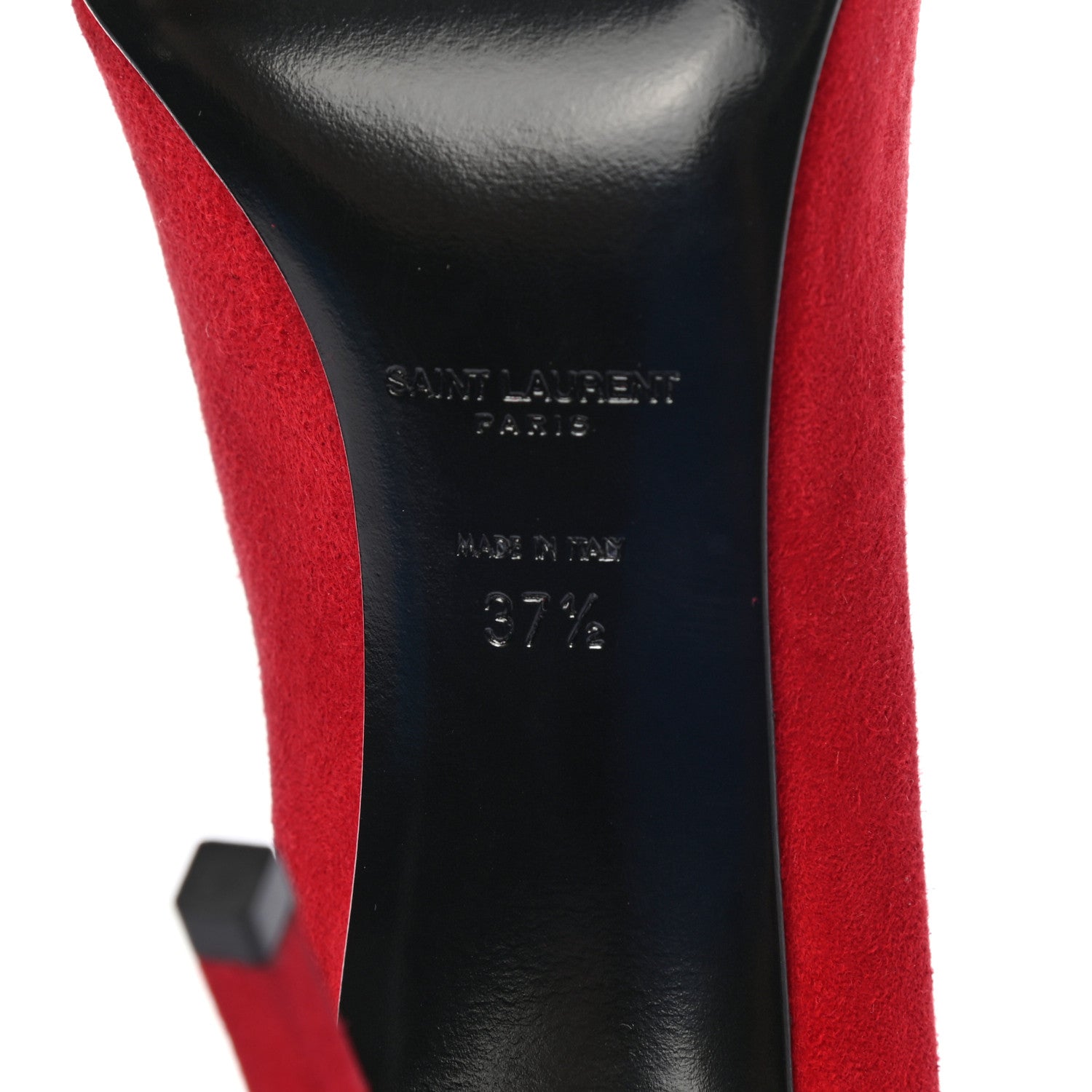 Saint Laurent Kid Scamosciato Classic Paris 105 Skinny Pumps 37.5 New Red 6 of 12