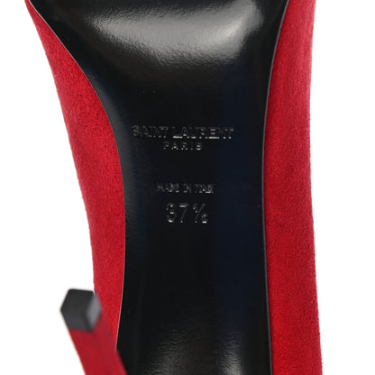 Saint Laurent Kid Scamosciato Classic Paris 105 Skinny Pumps 37.5 New Red 6 of 12