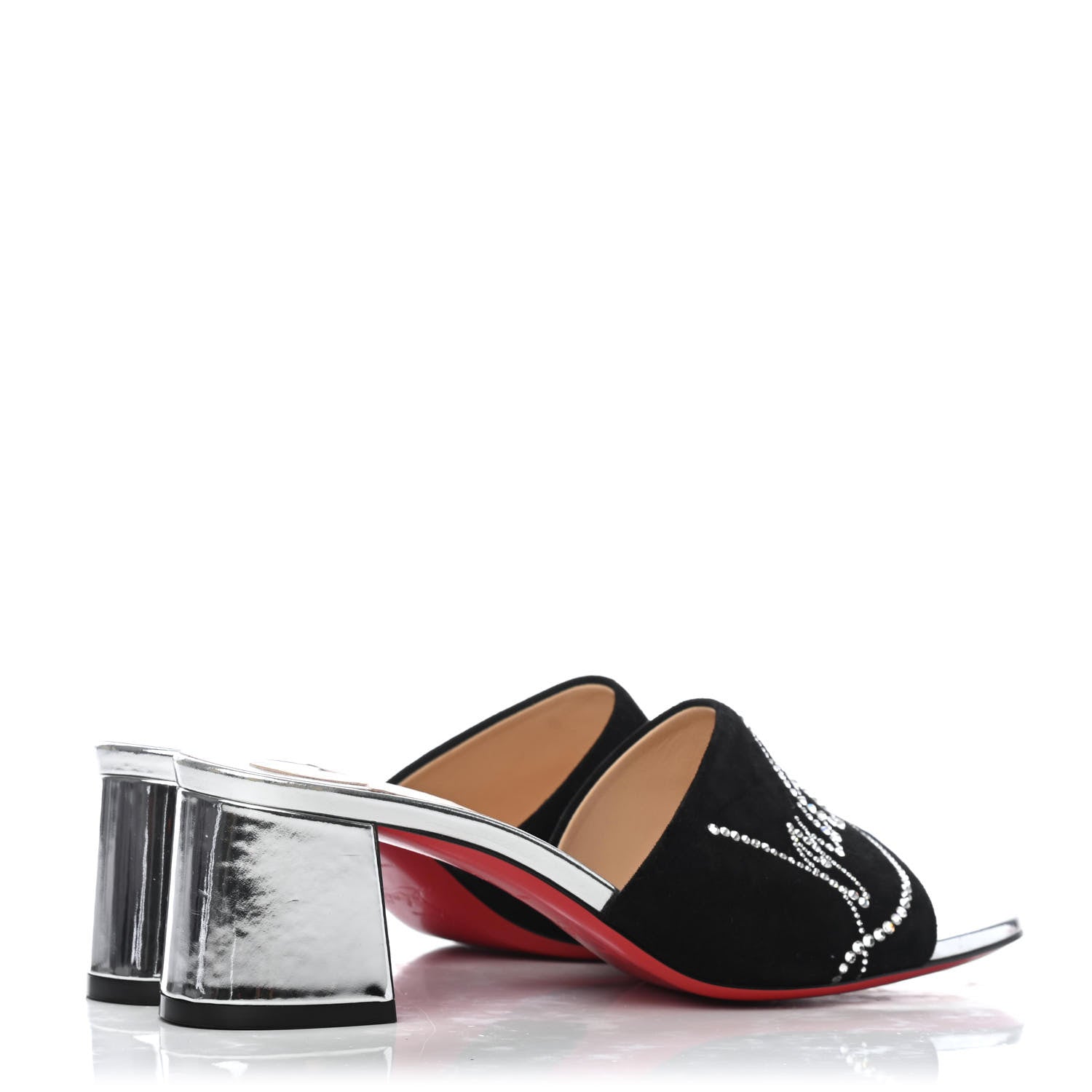 Christian Louboutin Veau Velours Specchio Dear Home 55 Sandals 35.5 Black Crystal 3 of 4