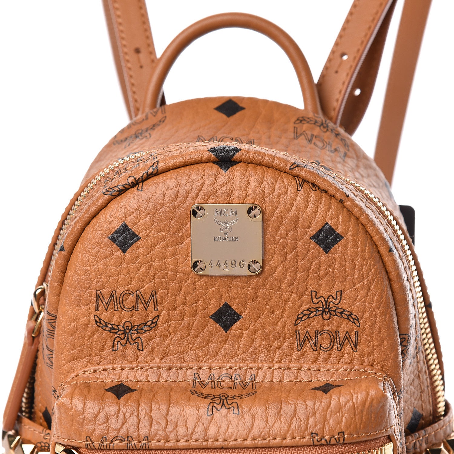 MCM Visetos Side Stud X-Mini Stark Backpack Cognac 11 of 11