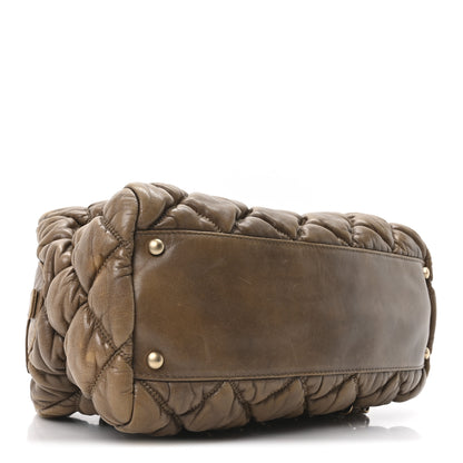 Chanel Calfskin Bubble Quilt Bowler Brown 4 of 10