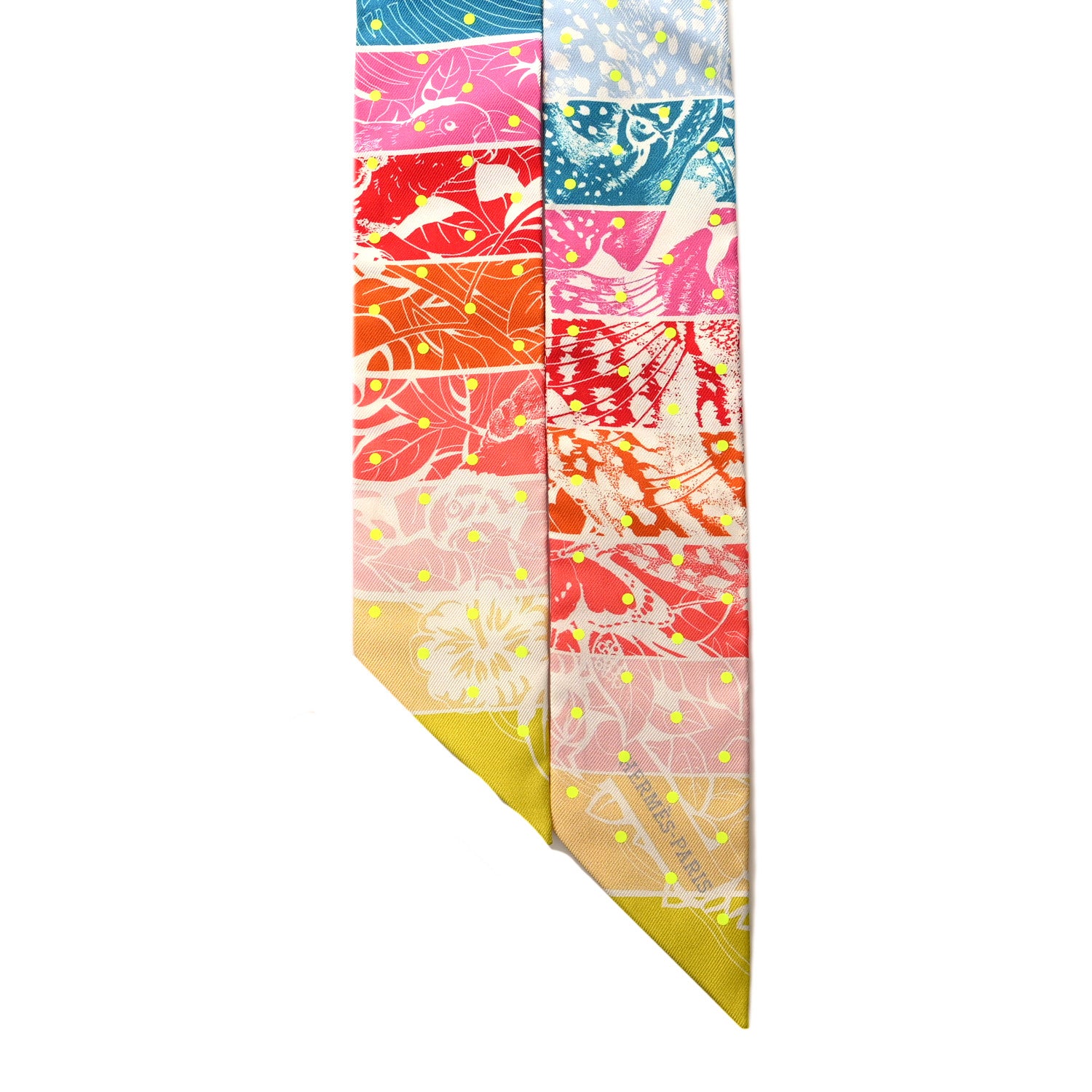 Hermes Silk Jungle Love Rainbow Twilly Vert Rose Jaune Fluo 2 of 3