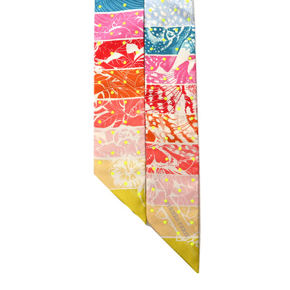 Hermes Silk Jungle Love Rainbow Twilly Vert Rose Jaune Fluo 2 of 3