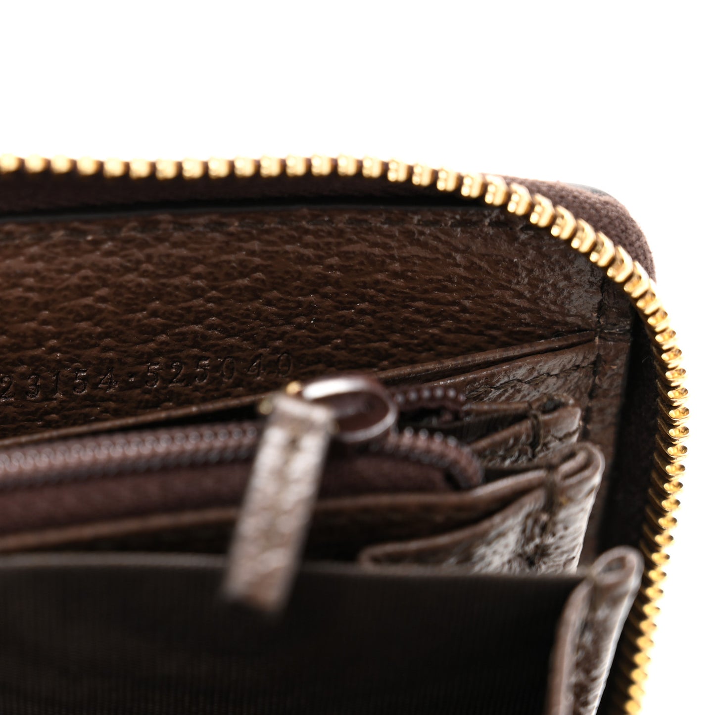 GG Supreme Monogram Web Ophidia Zip Around Wallet Brown