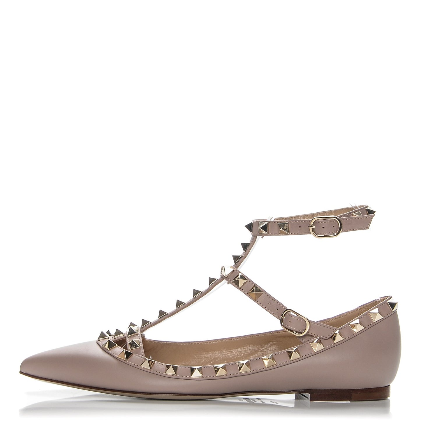 Nappa Rockstud Cage Ballerina Flats 35.5 Poudre