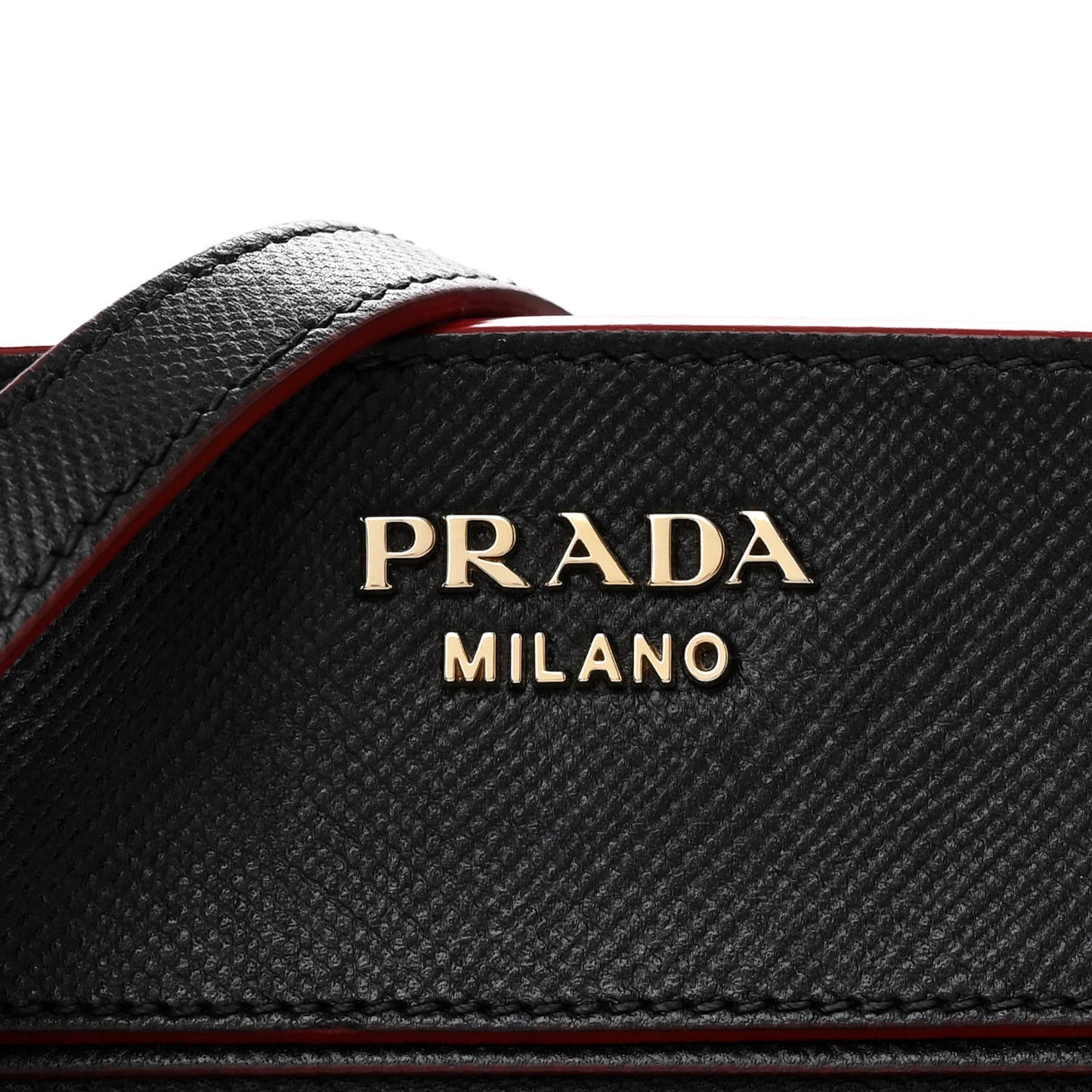 Saffiano City Calfskin Bi-Color Tote Fuoco Black