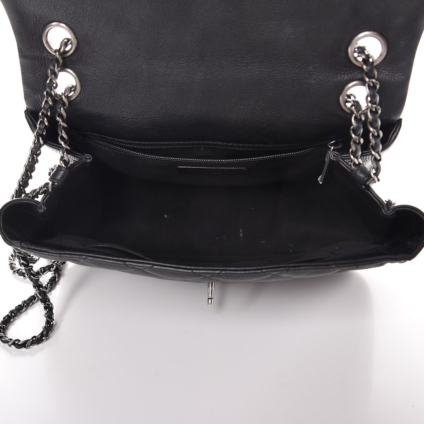 Calfskin Quilted Medium Frame In Chain Flap Black