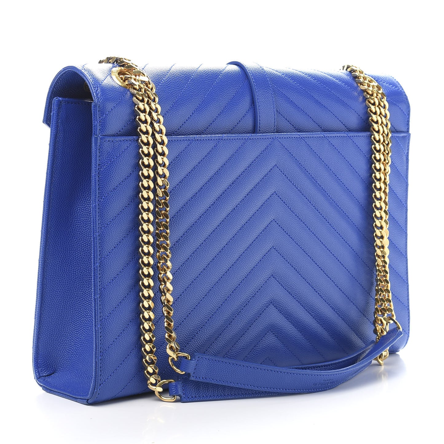 Grain De Poudre Matelasse Chevron Large Monogram Satchel Blue Majorelle