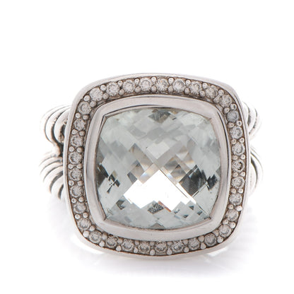 David Yurman Sterling Silver Diamond Prasiolite 11mm Albion Ring 50 5.5 1 of 5