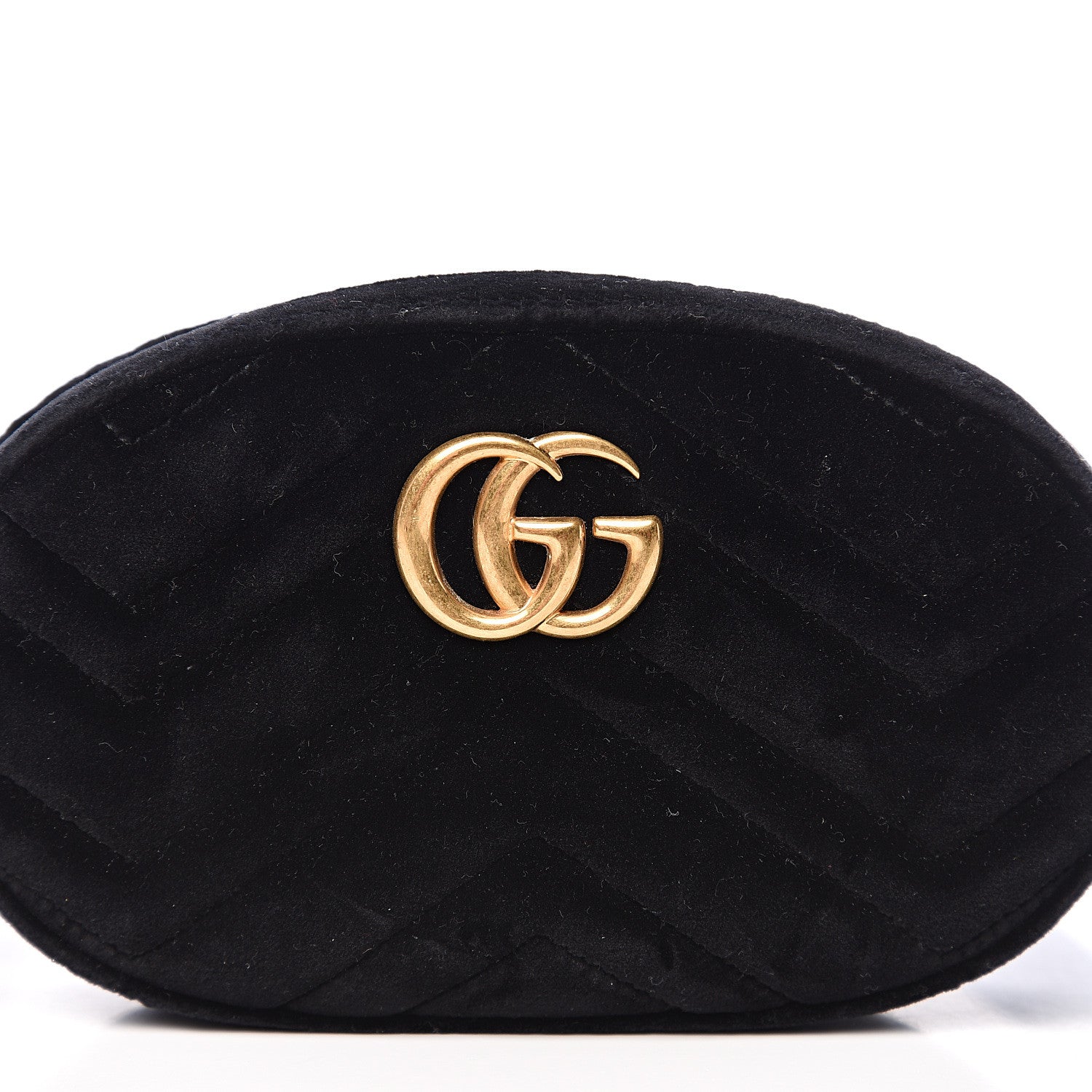 Gucci Velvet Matelasse GG Marmont Belt Bag 85 34 Black 9 of 9