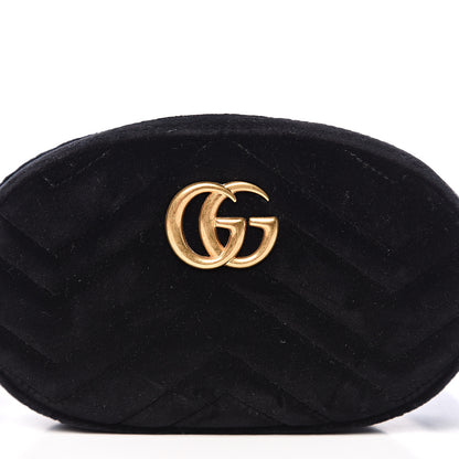 Gucci Velvet Matelasse GG Marmont Belt Bag 85 34 Black 9 of 9