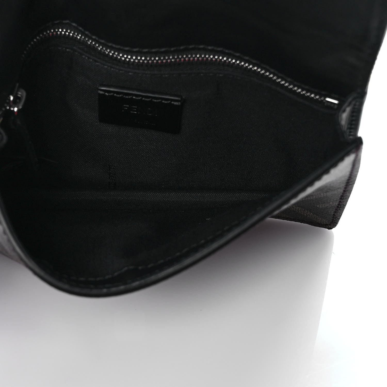 Fendi Glazed Fabric Cotton Vitello King Aura FF 1974 Baguette Belt Pouch Tobacco Moro Sand Black 5 of 8