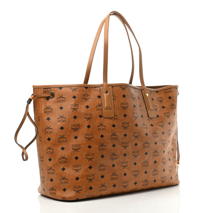 MCM Visetos Large Liz Reversible Shopper Tote Cognac 3 of 5