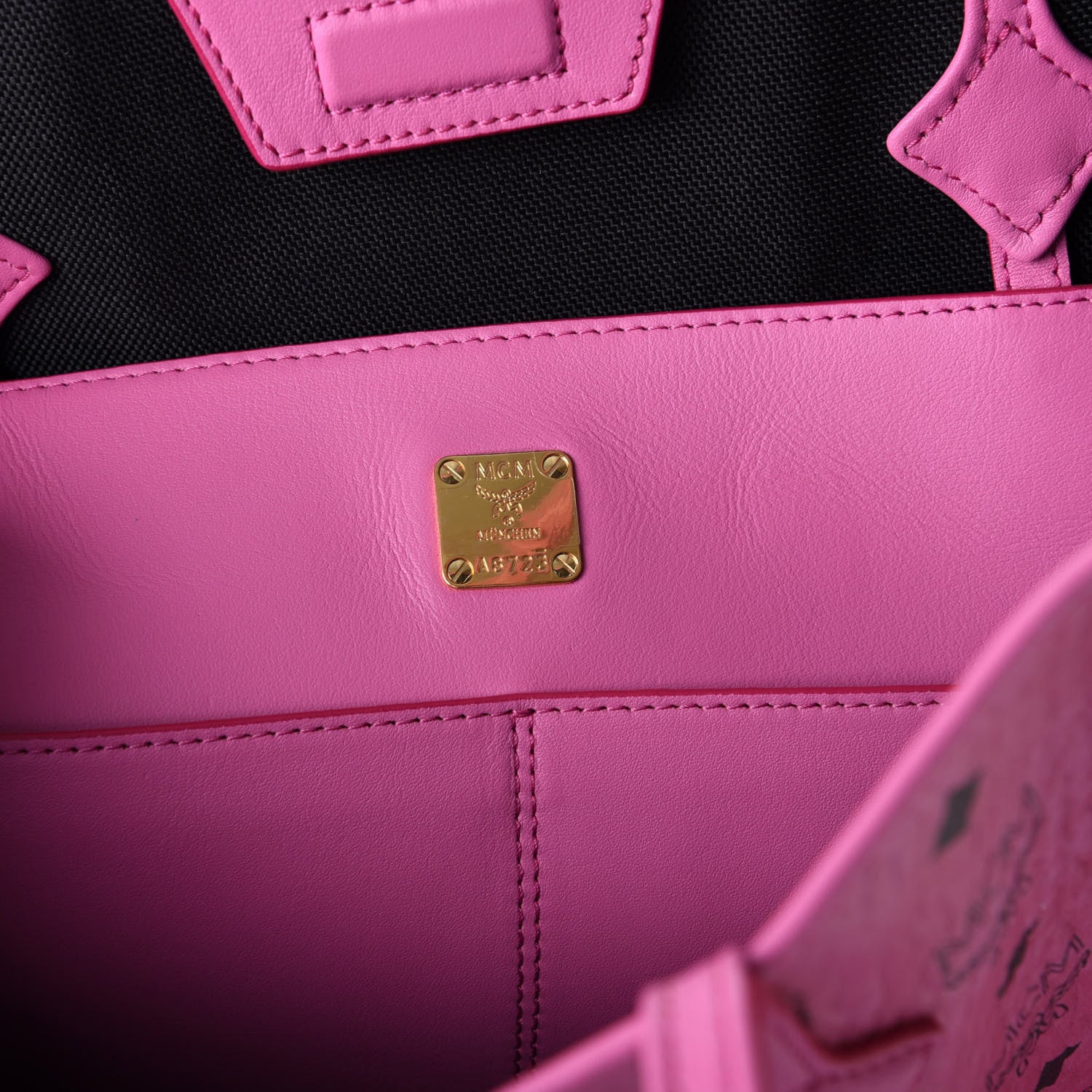 MCM Visetos Kira North South Shopper Tote Pink 7 of 8