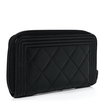 Chanel Lambskin Quilted Small Boy Zip Around Wallet Black 3 of 11