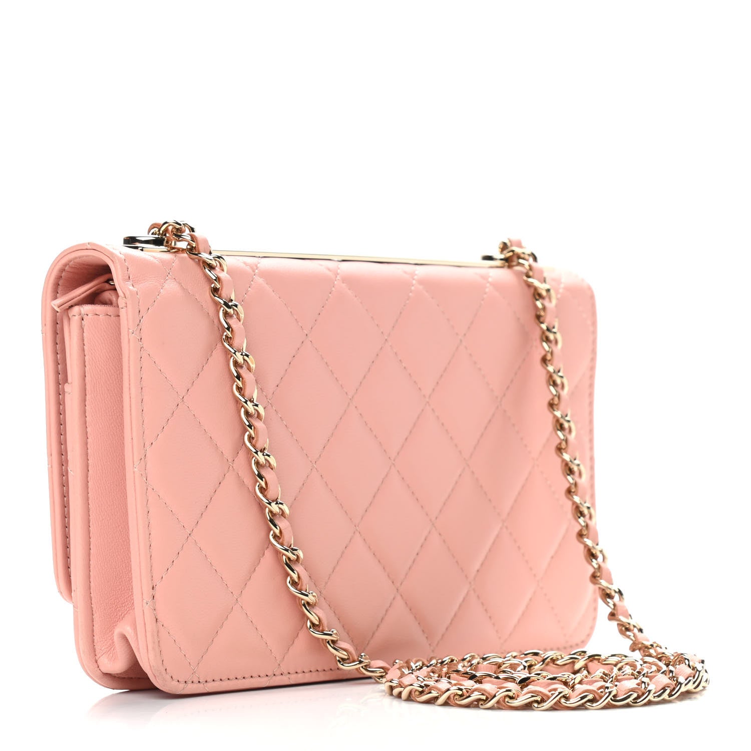 Chanel Lambskin Quilted Trendy CC Wallet On Chain WOC Pink 3 of 12