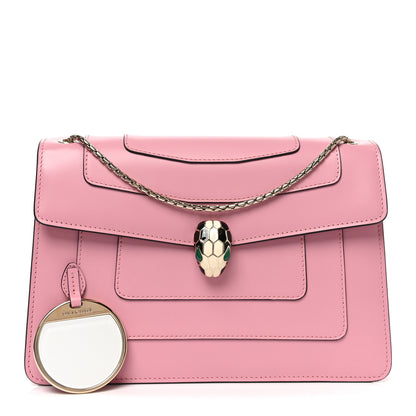 Bulgari Calfskin Serpenti Forever Shoulder Bag Flamingo Topaz 3 of 10