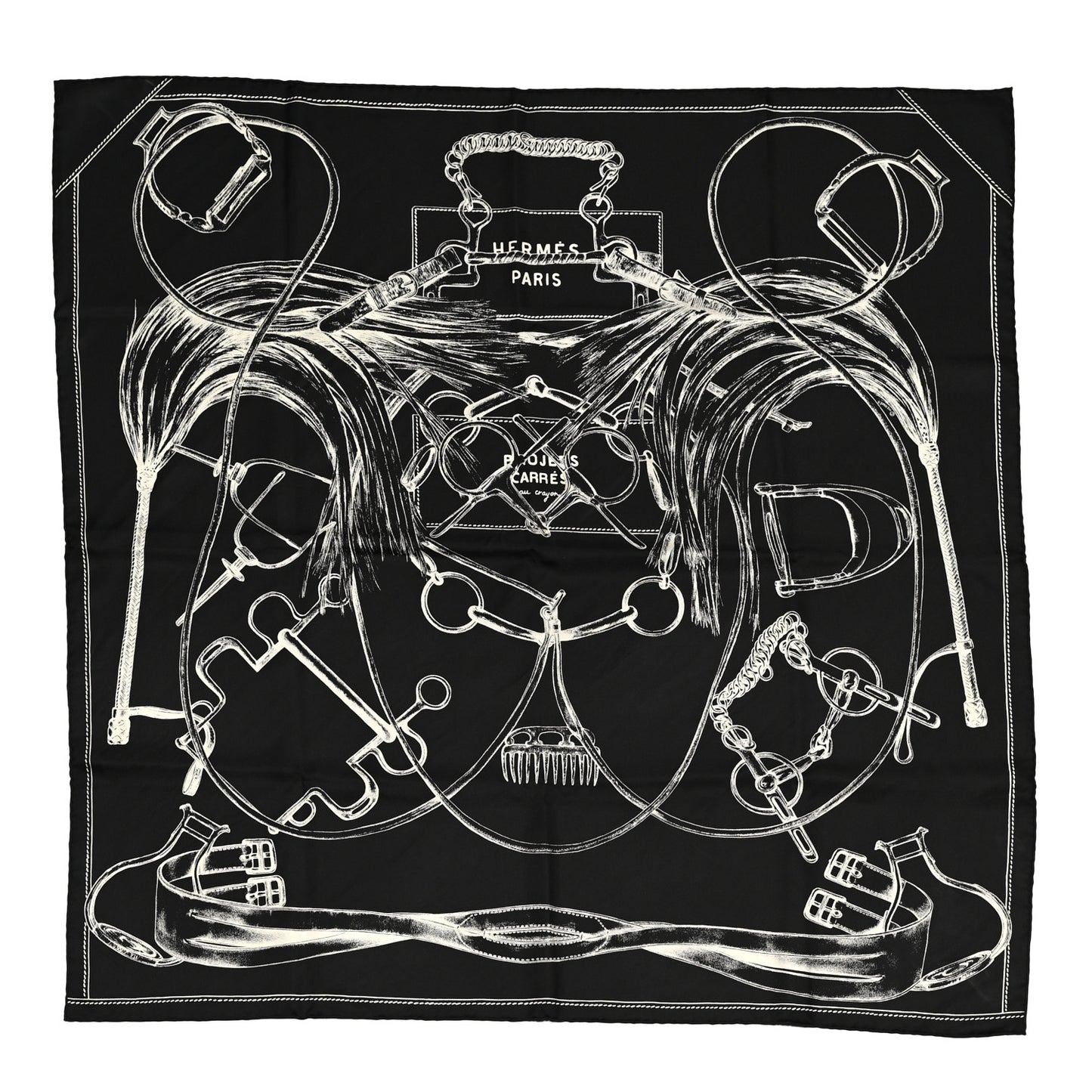 Silk Projets Carres Scarf 90 Black White