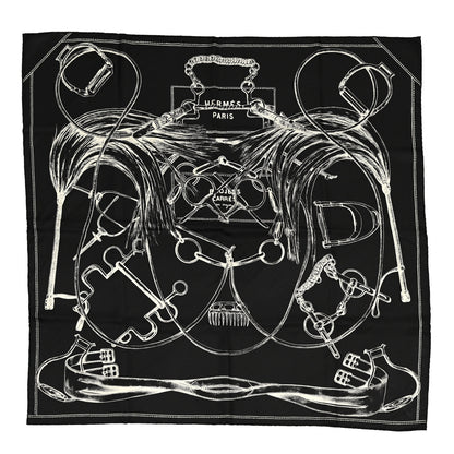 Hermes Silk Projets Carres Scarf 90 Black White 2 of 7