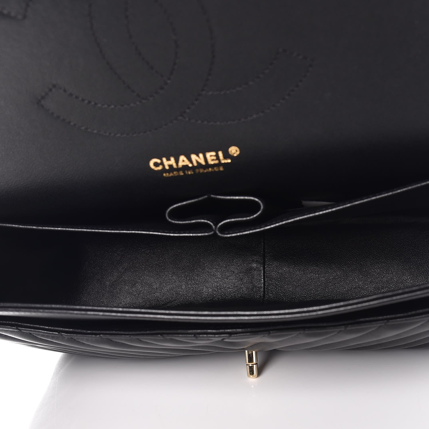 Chanel Lambskin Chevron Quilted Jumbo Double Flap Black 6 of 9