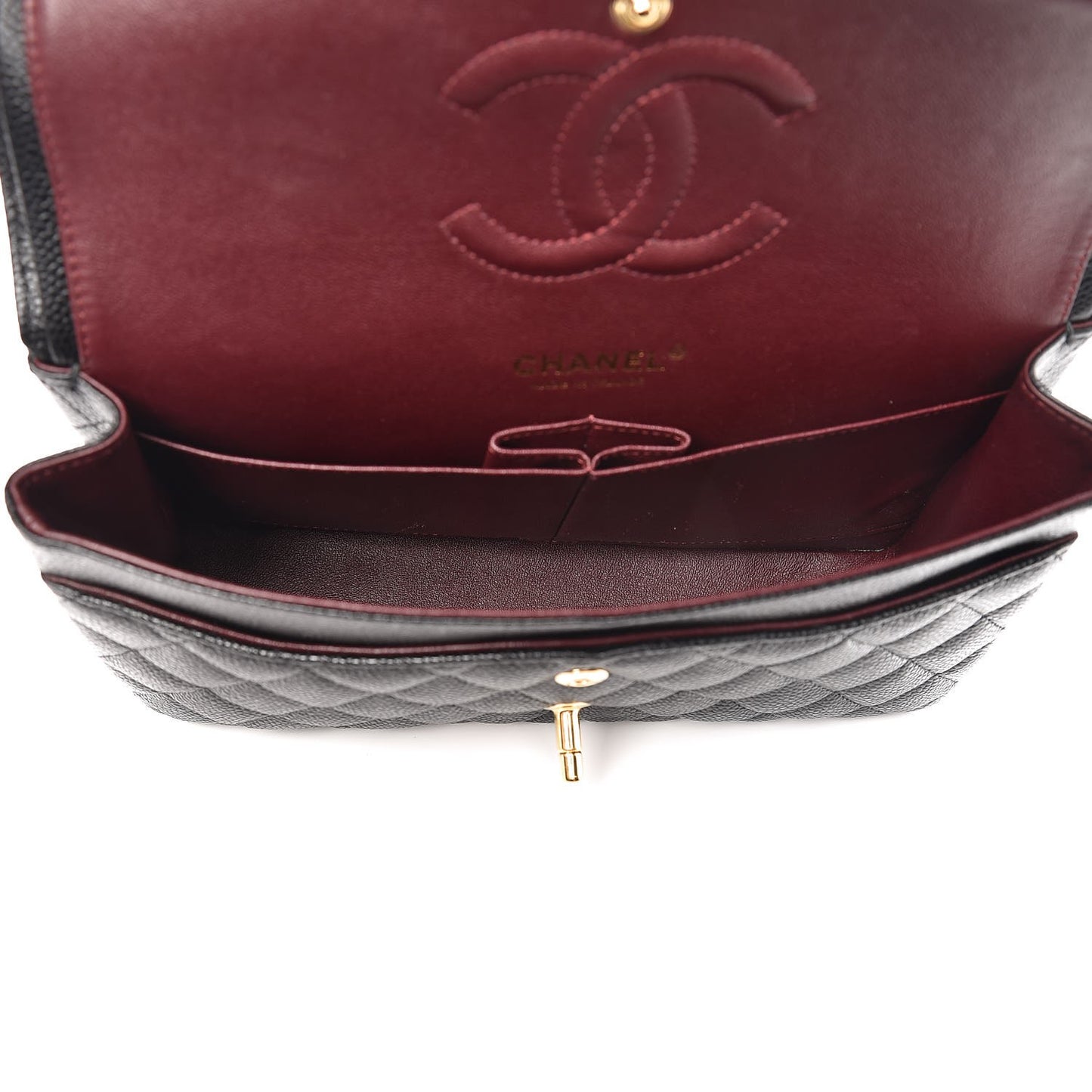 Caviar Quilted Medium Double Flap Black