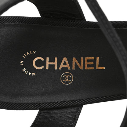 Chanel Grosgrain Metal CC Sandals 36.5 Black 7 of 8