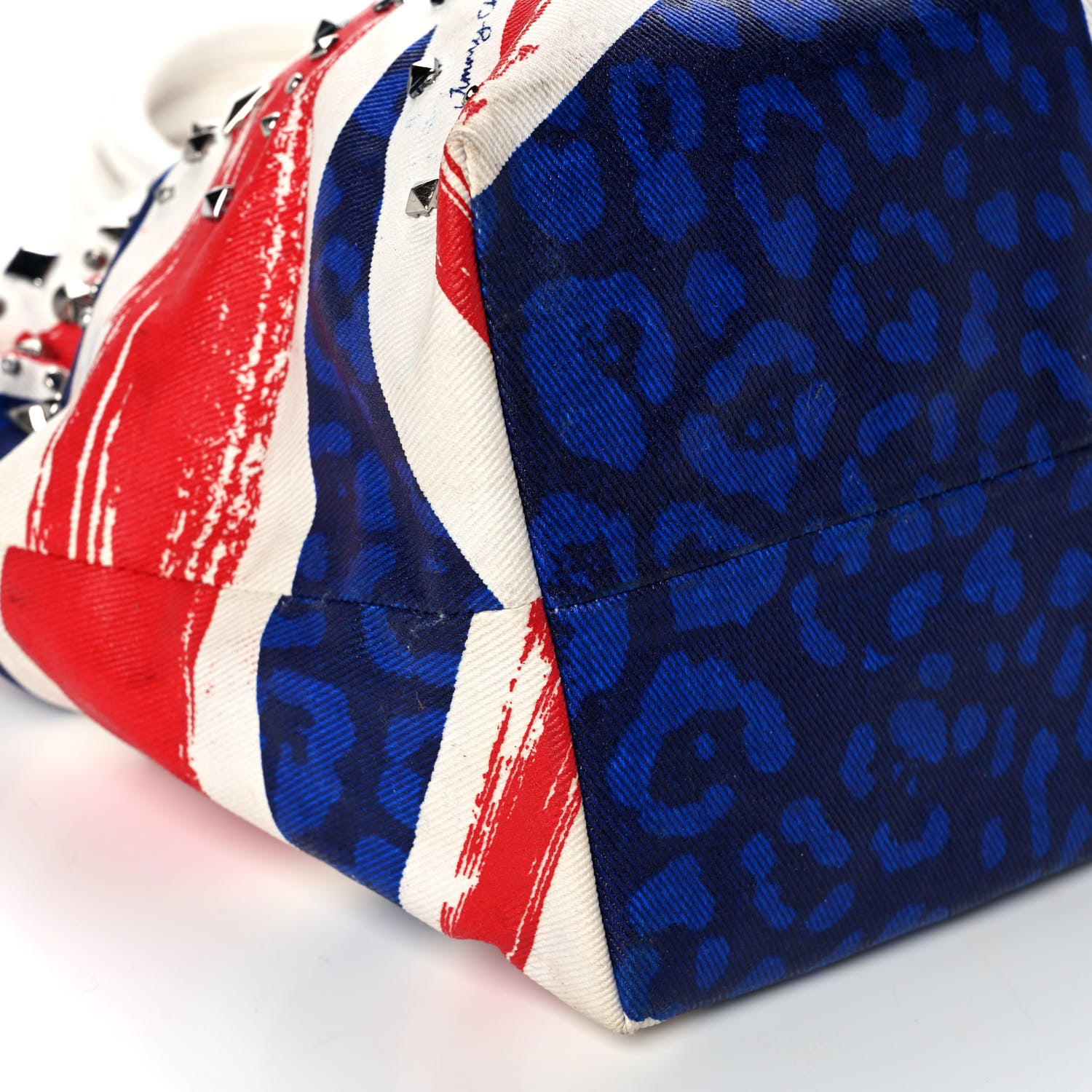 Jimmy Choo Denim Calfskin Studded Union Jack Print Tote 8 of 13