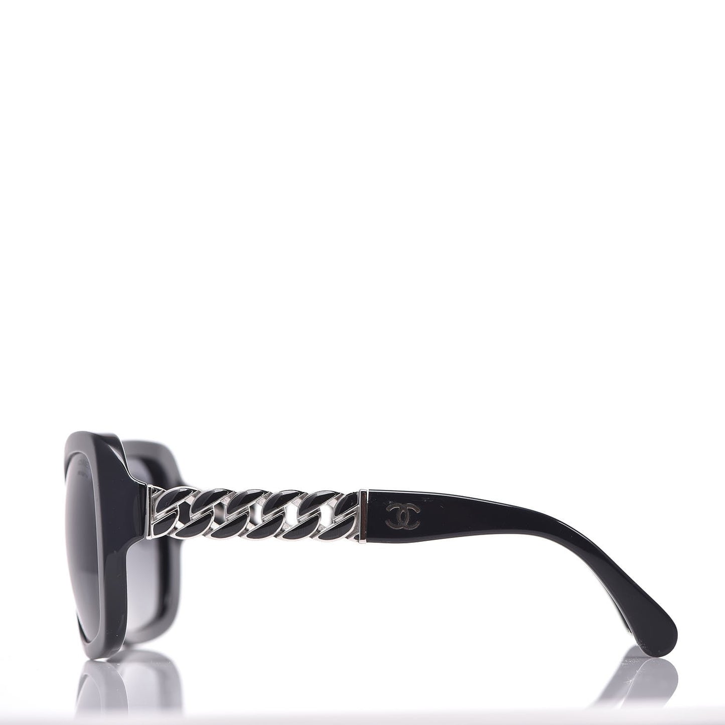 Acetate Metal Polarized Chain Square Sunglasses 5305 Black